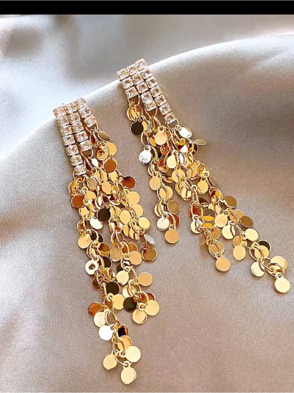 Gold Cascade Crystal Fringe Drop Earrings - Women Jewelry
